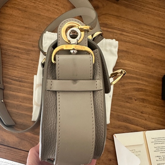 Chloe Gray Leather Bag with Gold Accents - Picture 4 of 12